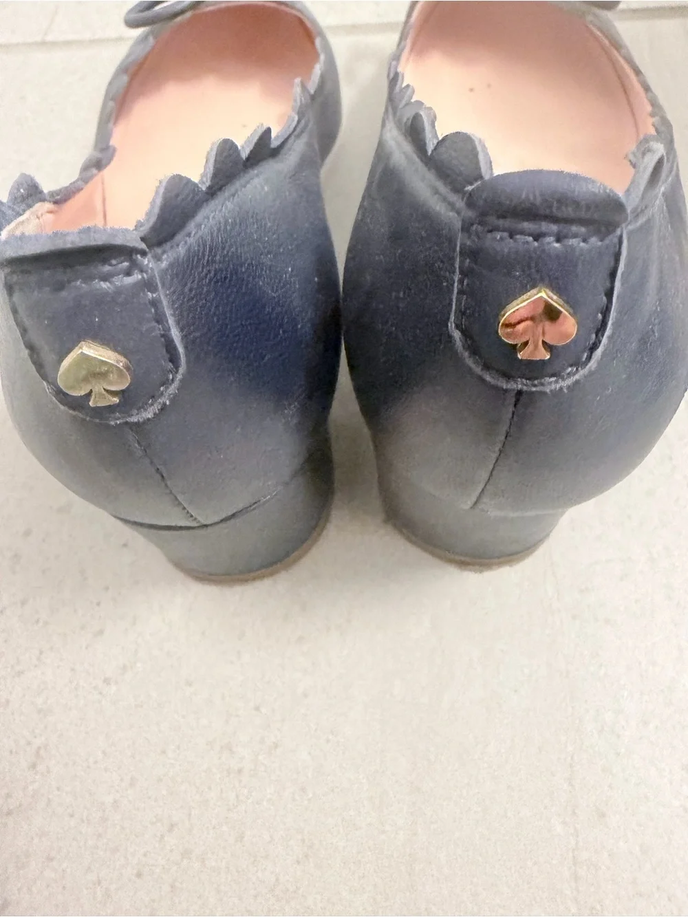 kate spade Navy Scallop-Edge Bow Ballet Flats
